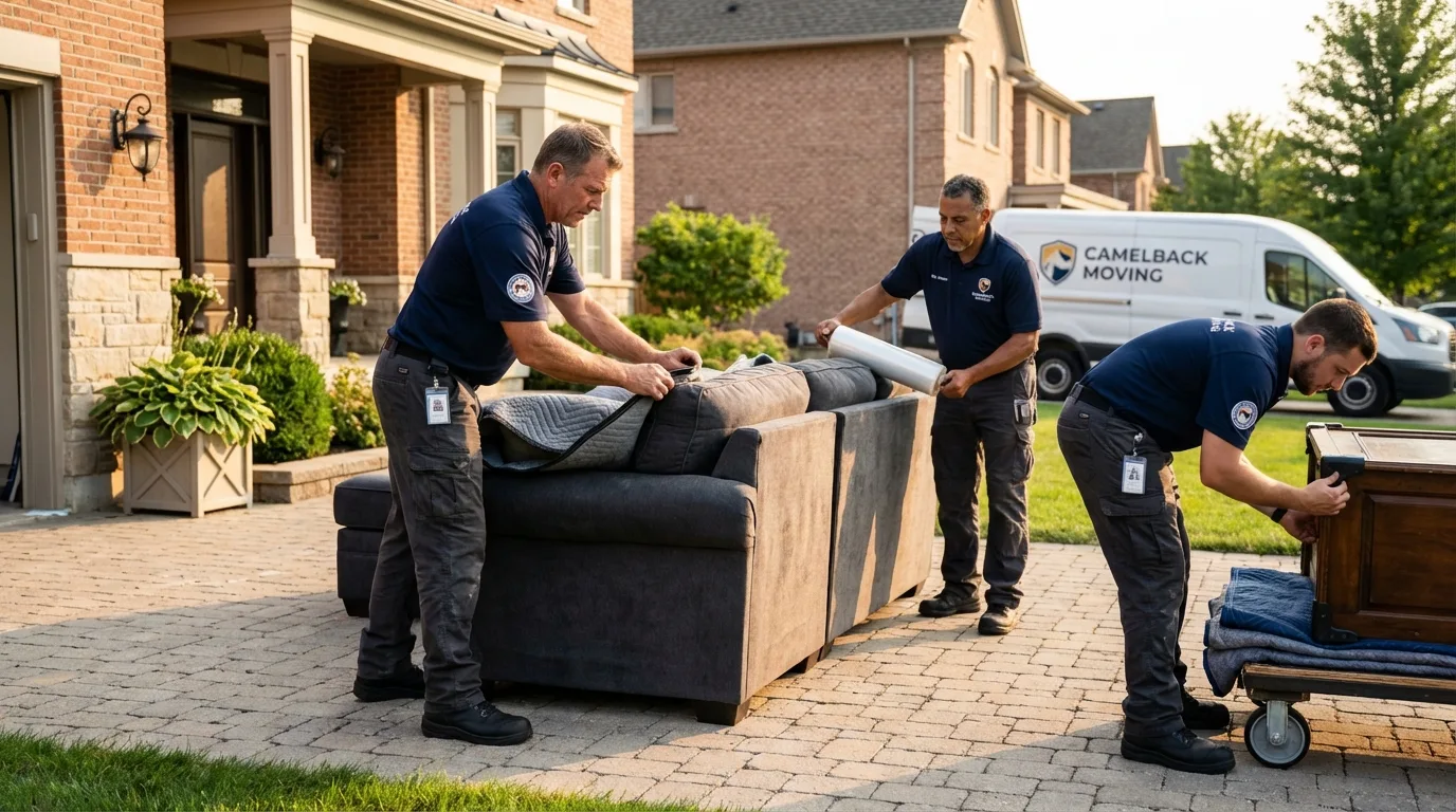 Large estate moving crew wrapping furniture in Gray Summit, MO